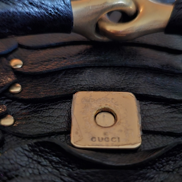 GUCCI Iconic Rare Vintage FW03 Tom Ford Black Studded Scaled Horsebit Bag Clutch - Picture 5 of 16